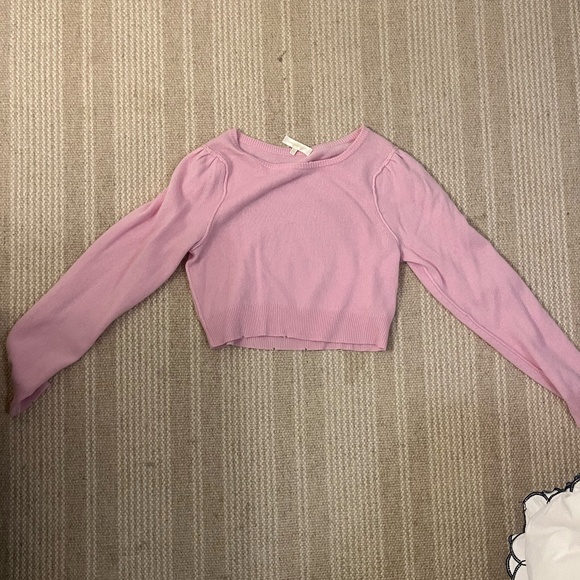 LOVESHACKFANCY Lune Cashmere Crop Pullover Pink M - Picture 1 of 2